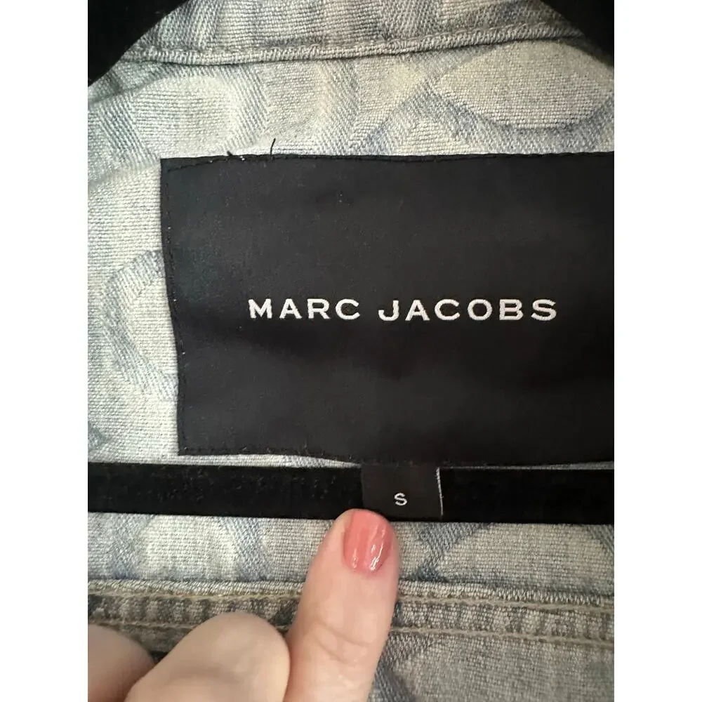 MARC JACOBS The Monogram Denim Jean Jacket Oversized Bomber Baggy - Sz Small - Picture 7 of 9